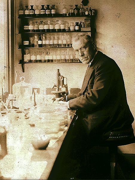 Martinus Willem Beijerinck, a Botanist and microbiologist in his laboratory (1921).