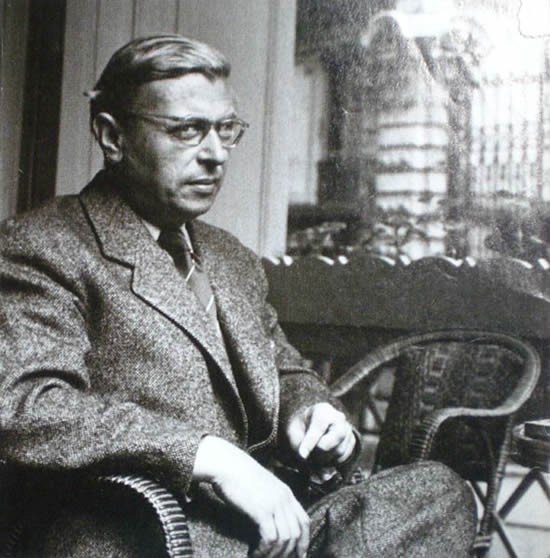 Le philosophe, dramaturge, romancier et nouvelliste Jean-Paul Sartre (en 1950). Sartre est considéré comme le père de l'existentialisme français 