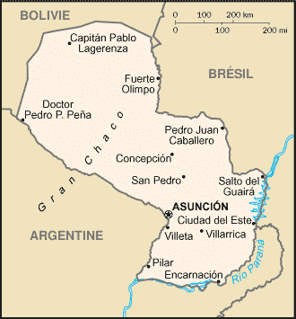 Location-Paraguay. Carte du paraguay