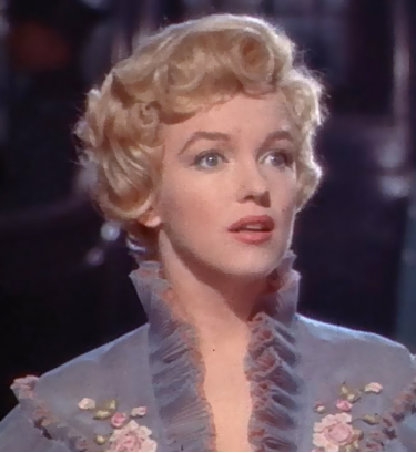 Cropped screenshot of Marilyn Monroe in the trailer for the film The Prince and the Showgirl, 1957