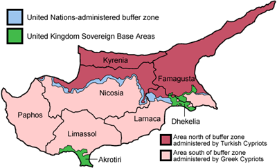 Location Cyprus districts named